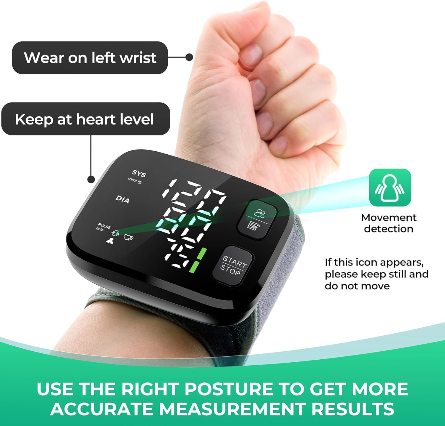Blood Pressure Monitors High Accuracy Blood Pressure Machine for Home Use Automatic Digital Health Monitoring with Large LED Display Adjustable BP Cuff 4.9-8.5, 120x2 Memory Classic